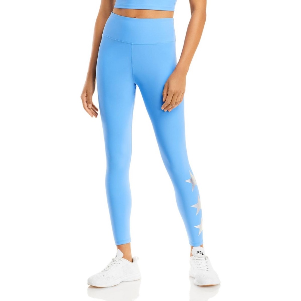 AQUA Athletic Foil Star High Rise Ankle Leggings
